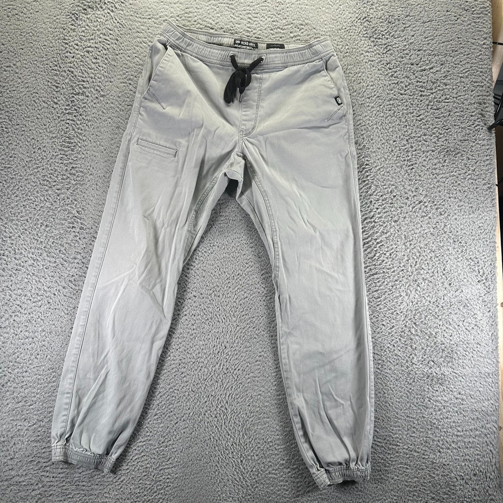 Ecko Unltd Pant Men 32x30 Gray Cotton Jogger Tapered Leg Workwear Stretch Travel
